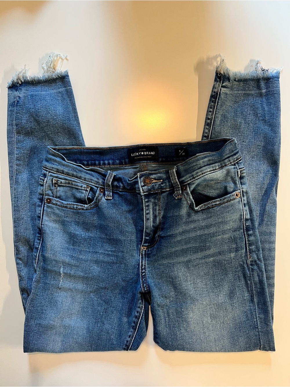 Lucky Brand Blue Frayed Ankle Skinny Jeans